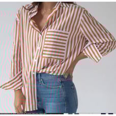 AYR The Deep End Women's Button Down Shirt Aperitif Stripe Casual Women's S