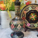 Vintage Decanter Set..Ukranian Hand Painted