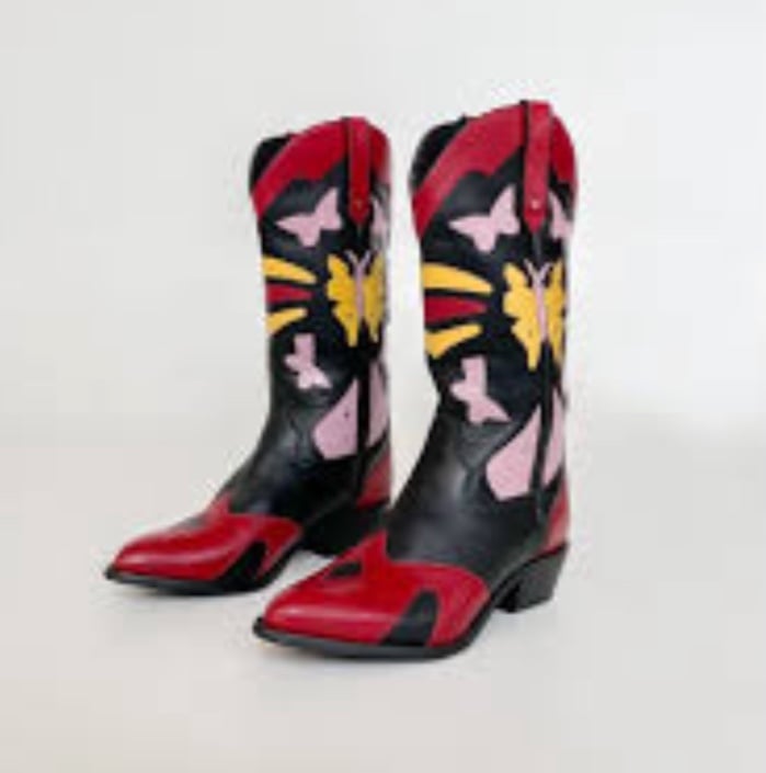RARE VINTAGE ACME Butterfly Western Cowboy Boots Size 9 Women’s Appliqué