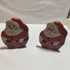 2 Vintage NEW Handmade Italy Ceramic Santa Christmas Tea Light Candle Holders