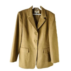 Talbots Womens 10P Camel Hair Three Button Blazer Suit Coat Jacket Brown