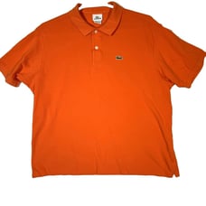 Lacoste Men's Polo Shirt 8 Orange Croc 100% Cotton Short Sleeve Collared M771