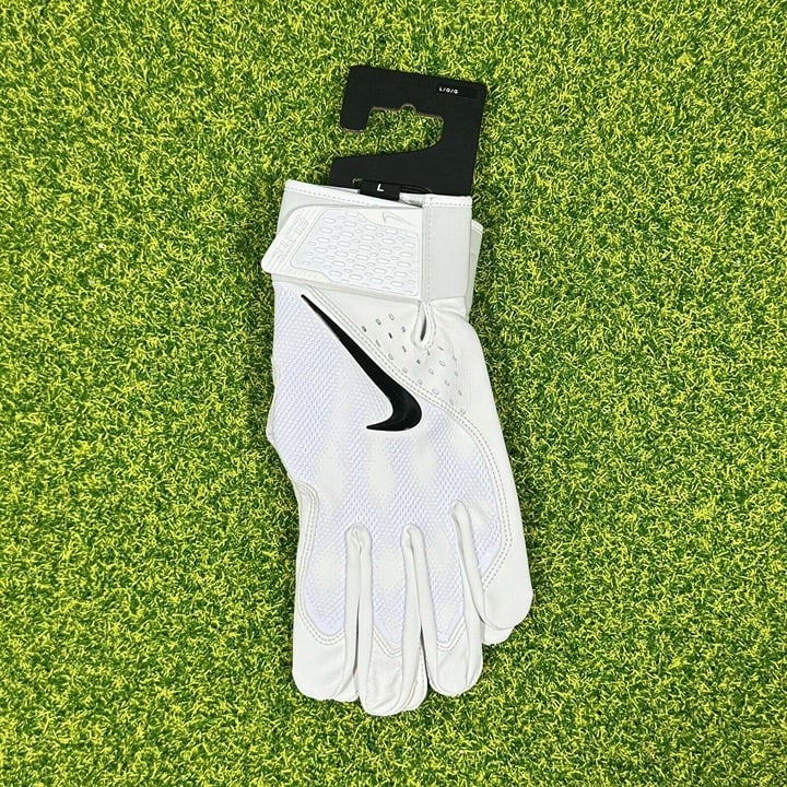 Nike Alpha Elite Size Large Baseball Batting Gloves White Black FD7816-132