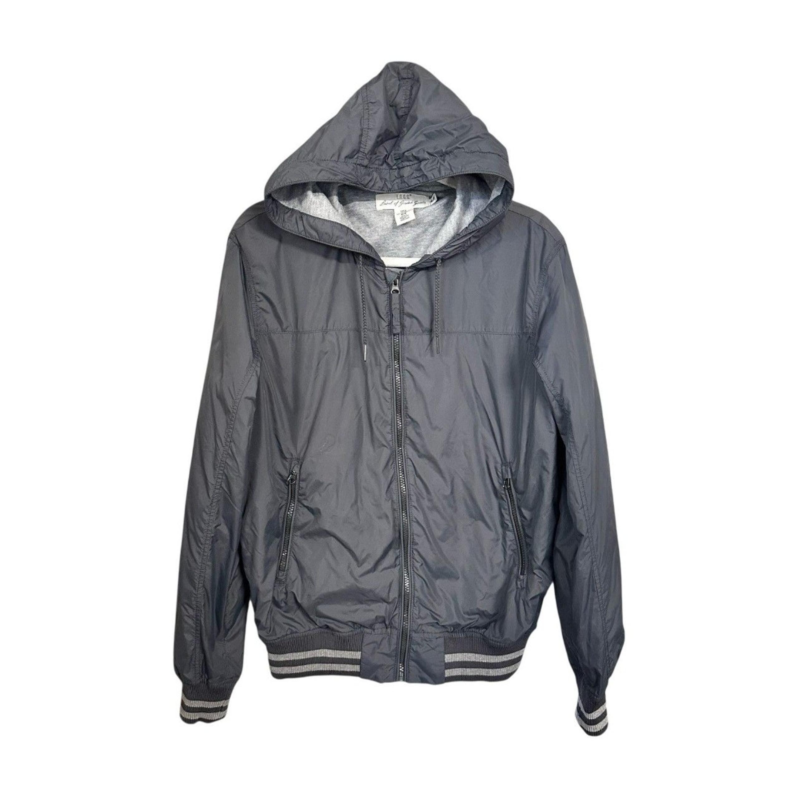 H&M L.O.G.G. Mens Sz M Gray Nylon Bomber Jacket Full Zip Hooded Pockets Campcore