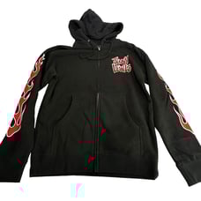 Jenny Lewis Black Full Zip Heart Angel Wings Hooded Thick Sweatshirt Size XS