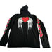 Jenny Lewis Black Full Zip Heart Angel Wings Hooded Thick Sweatshirt Size XS