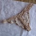VS BEIGE/WHITE NET EMBROIDERED THONGS – NWOT