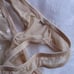 VS BEIGE/WHITE NET EMBROIDERED THONGS – NWOT