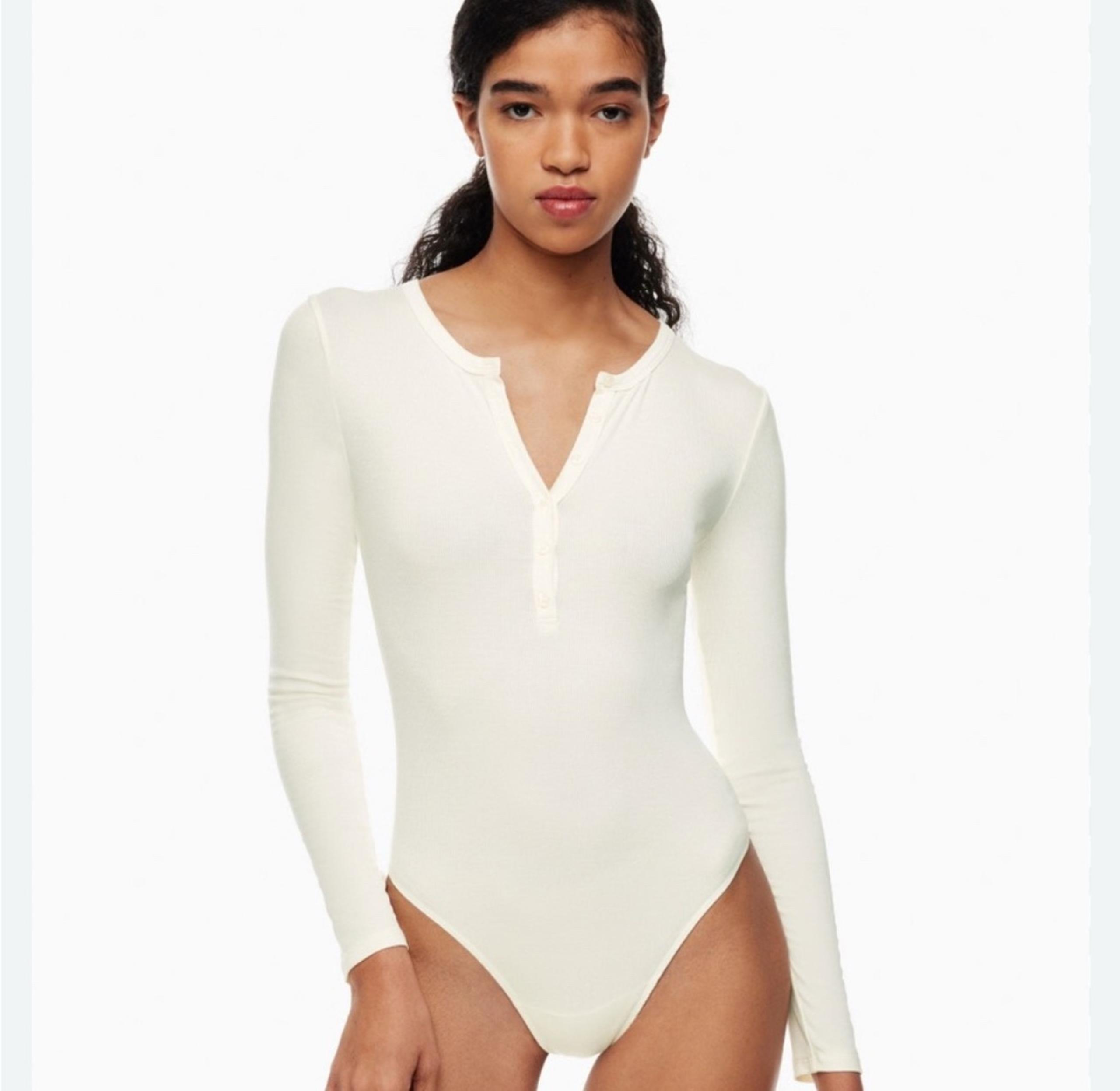 Banana Republic Women's Cream Long Sleeve Bodysuit