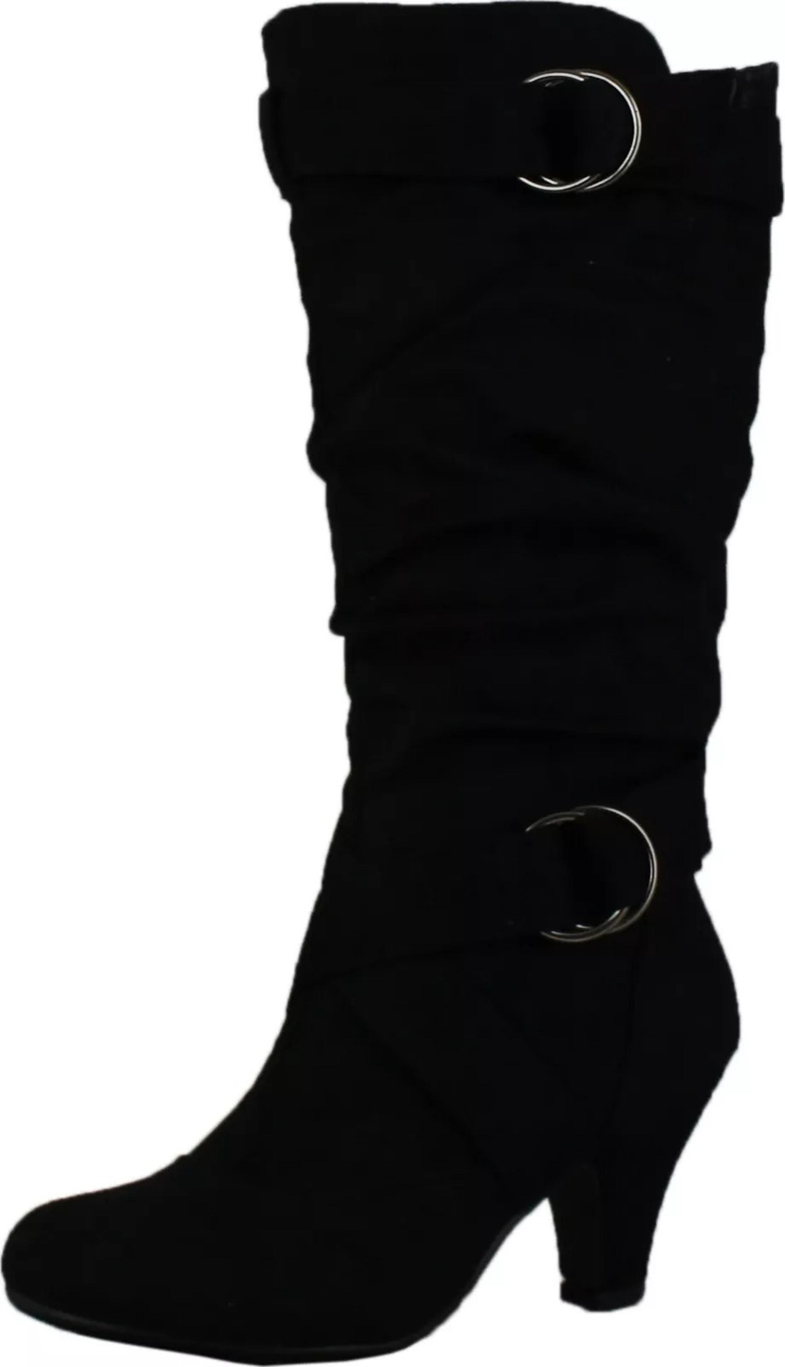 New Women's Maggie-38 Stylish Kitten Heel Boot W/buckle Accent-blk Size 10