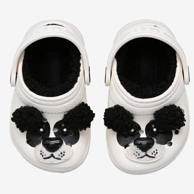 Crocs Kids Unisex Classic Lined Panda Crocs Slip-Ons Shoes - C9