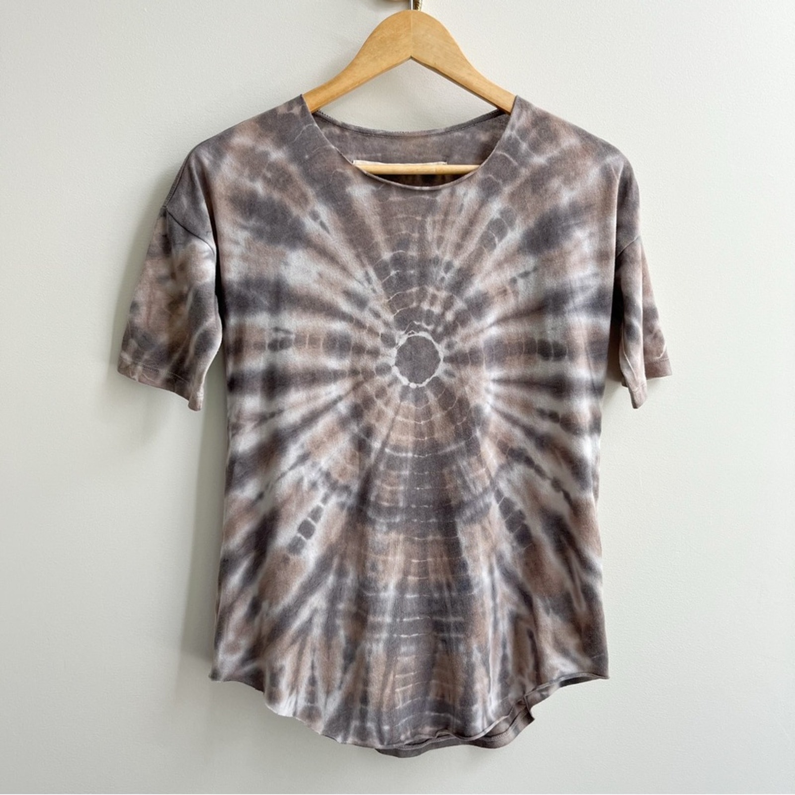 [raquel allegra] basic boho tie dye knit short sleeve tee taupe 0