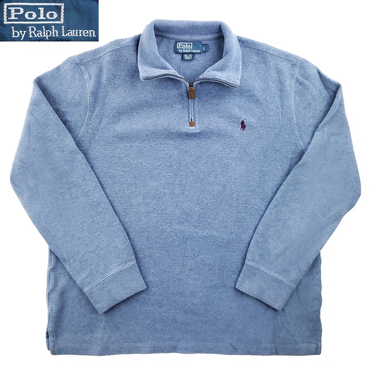 Polo Ralph Lauren Vintage 1/4 Zip Pullover Pony 100% Cotton Mock Neck Men Large