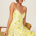 Badgley Mischka Yellow Mixed Print Dress Sz 2
