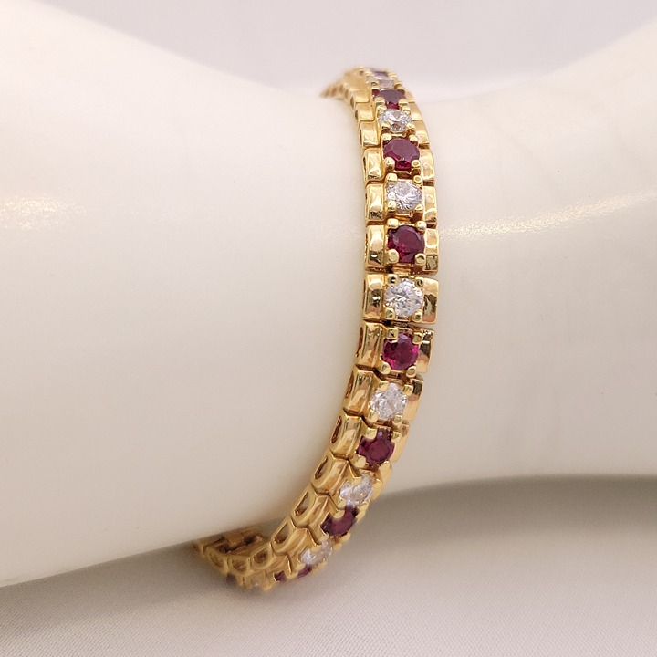 Ross Simons Gold Vermeil over Sterling Silver Red and Clear Tennis Bracelet