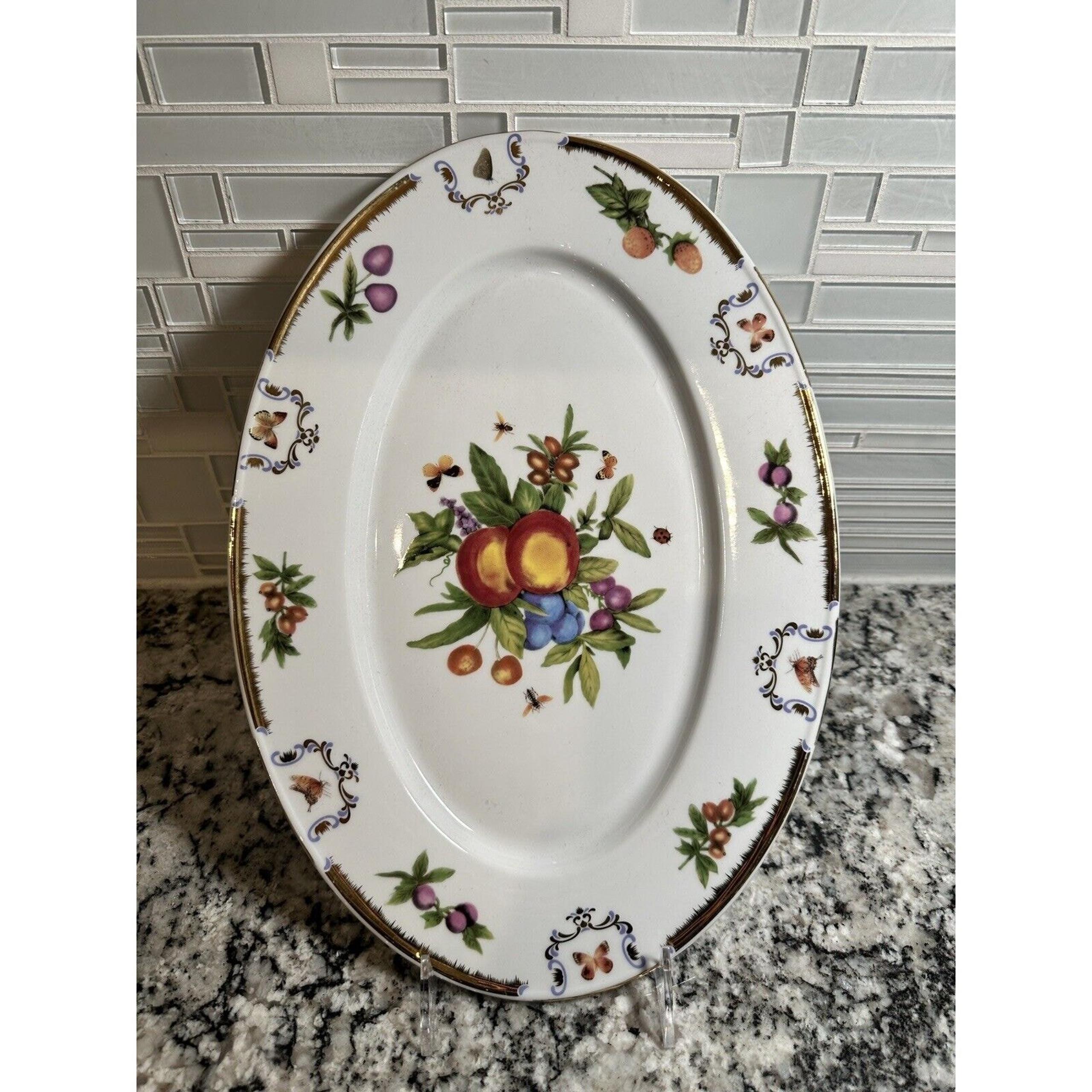 I. Godinger Co. Gold Trimmed Fruit Butterfly 14” Serving Platter