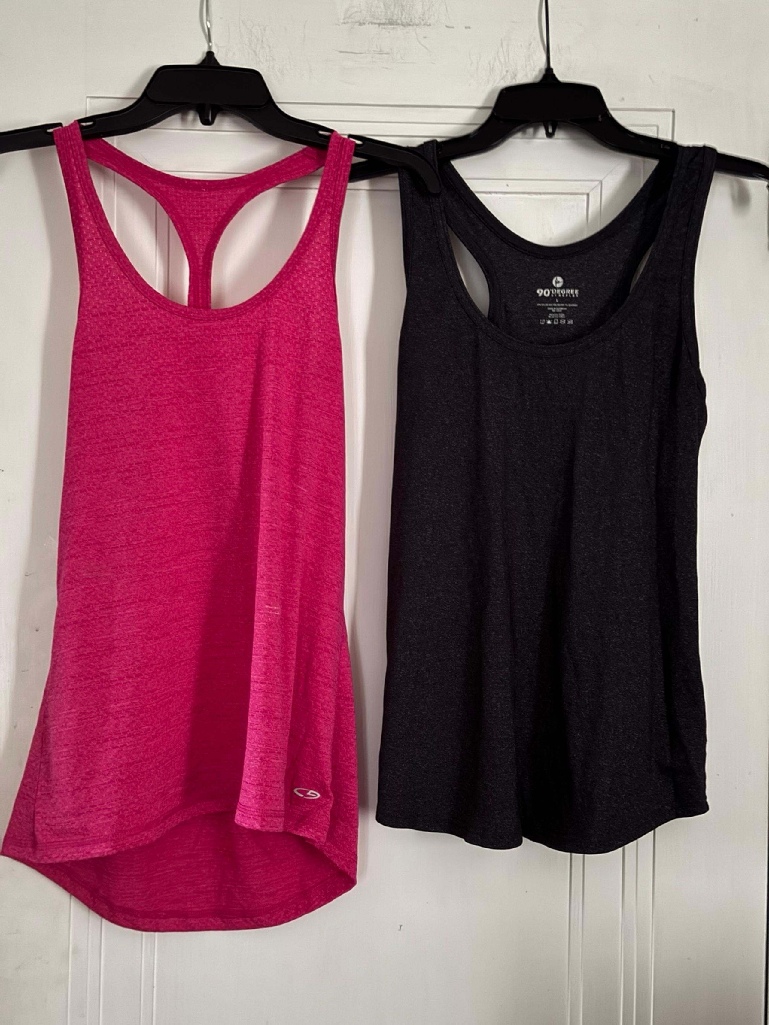 2-Athletic Tank Tops 1-Pink Champion & 1-Gray 90 Degrees-Large