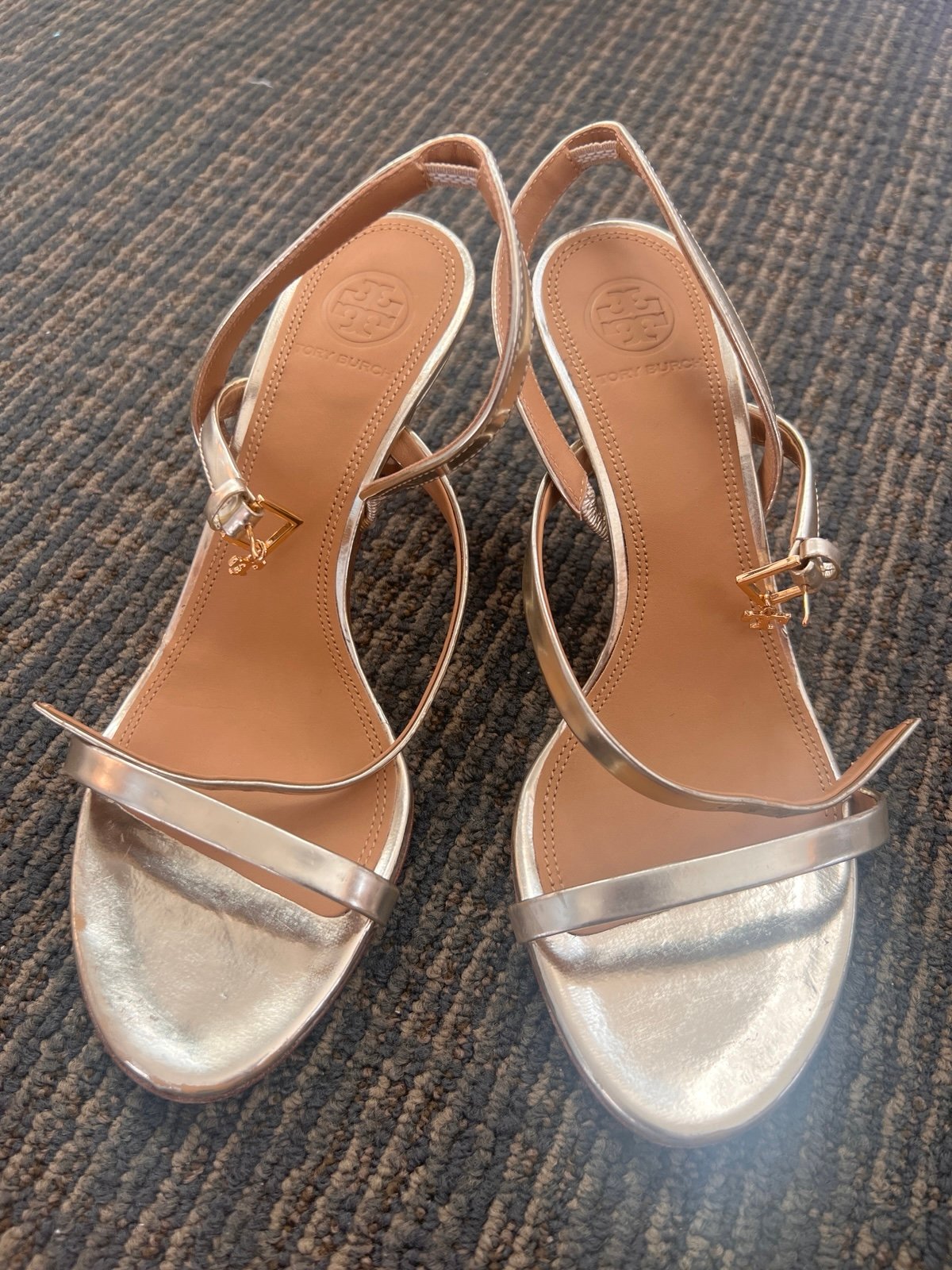 Tory Burch Penelope Metallic Slingback Sandal 6.5 Spark Gold
