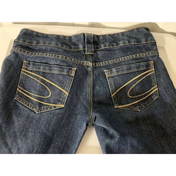 Oakley women’s Sz 27 Blue Denim Jeans Straight Waist 27 x 30 Yellow Stitch