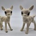 Vtg big blue eyes Animal Deer Fawn Ceramic Salt Pepper Shaker white mcm japan