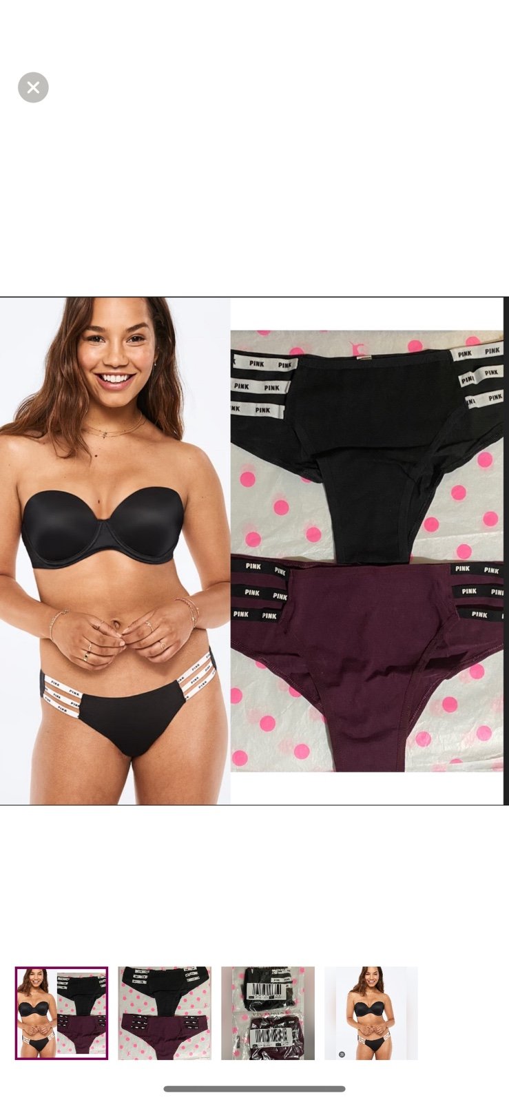 2 PINK Victoria’s Secret Cotton Strappy Cheekster panties bundle PINK Cheeky