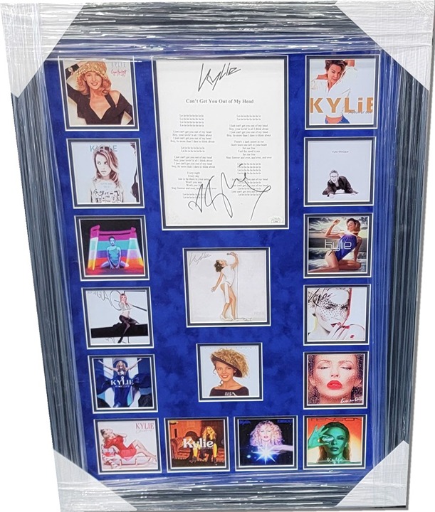 Kylie Minogue Can't Get You Out Of My Mind Signed Script Framed Collage JSA COA