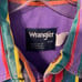 Vintage Wrangler Brushpopper X-Long Tails Western Striped Rodeo Rainbow Shirt