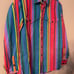 Vintage Wrangler Brushpopper X-Long Tails Western Striped Rodeo Rainbow Shirt