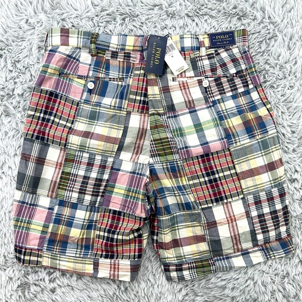 Polo Ralph Lauren Shorts Men's 36 Actual-37.5 Madras NWT Classic Fit Patchwork
