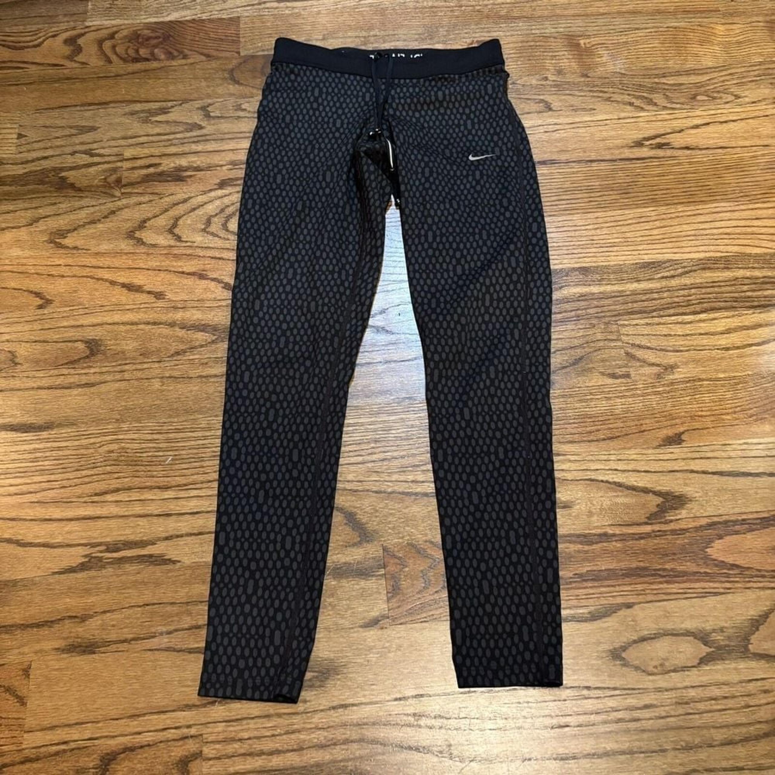 NIKE Relay Dri-FIT Performance Foldover Printed Tights #723929 Black Small