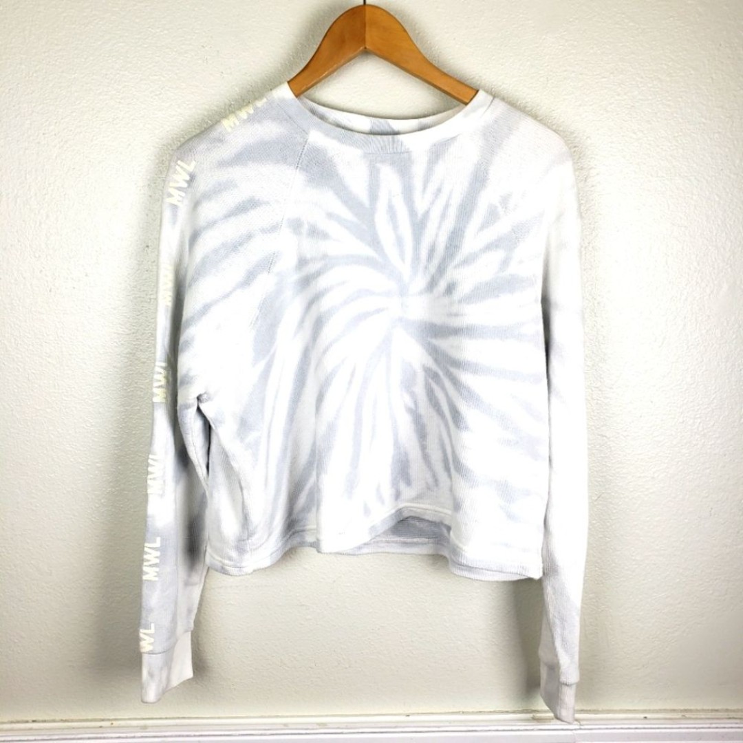 Women's NWT Madewell White Gray Tie-Dye Long Sleeve Top Size Medium