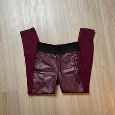 Faux Leather Burgundy Leggings