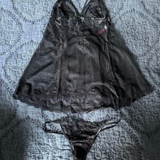 Adore Me Alicia Black Lace Babydoll Lingerie Set Size Medium