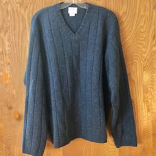 J. Crew men's lambswool V-neck sweater, heathered navy, XL