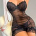 ️ Eyelash Lace Panel Ruched Bow Ruffle Trim Underwire Slips & Thong