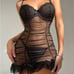 ️ Eyelash Lace Panel Ruched Bow Ruffle Trim Underwire Slips & Thong