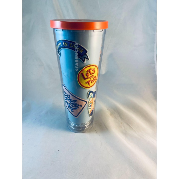 Rare STARBUCKS 2018 Dream In Color Tumbler 24 0z Sticker Patches