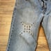 Vintage Levi's 518 Boot Cut Denim Blue Jeans Metal Holes Custom Rare Design Y2K