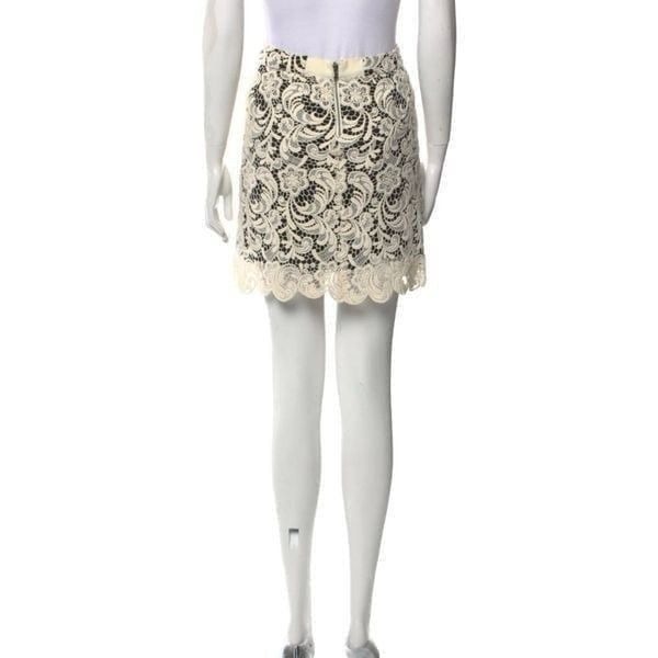 Alice + Olivia Black White Lace Scalloped Skirt
