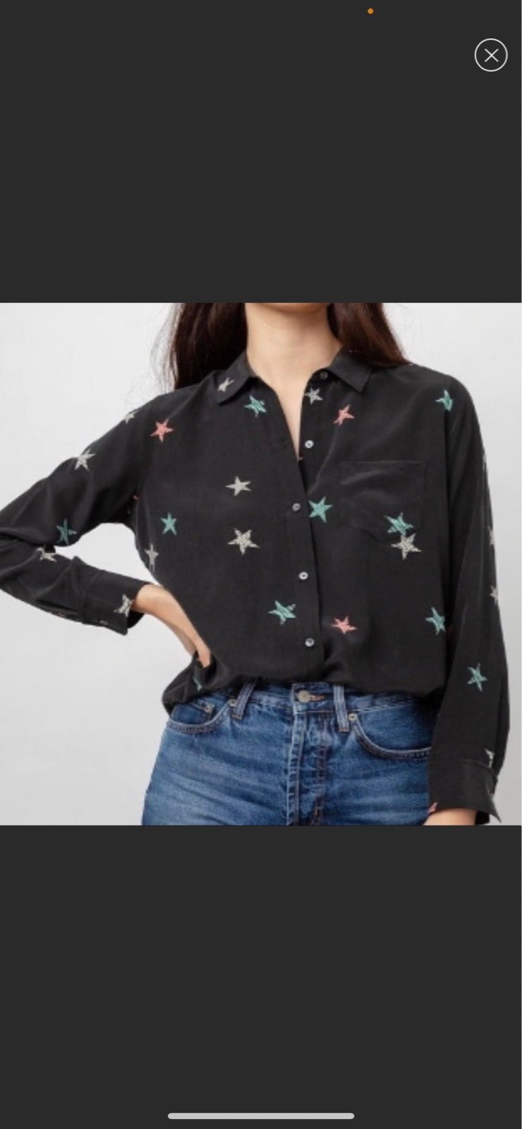 Rails Kate Black Multi Animal Stars Button Down Blouse Size M