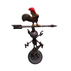 Vintage Cast Iron Rooster Weather Vane Tabletop Garden Wind Sun W Pedestal 22”