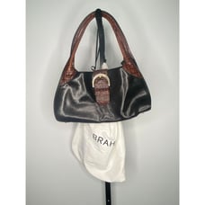 Women's Brahmin Sophie italian leather brown/black shoulder purse w/dustbag