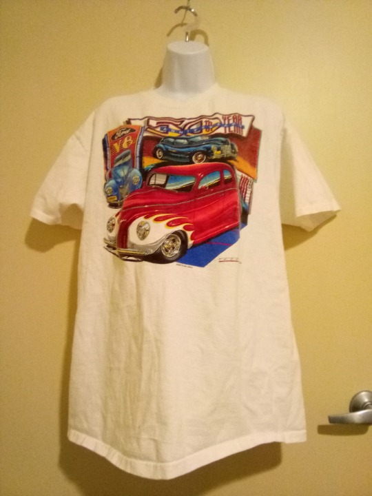 Vintage 1990 Ford V8 Anniversary Graphic Hanes Beefy Tee