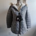 NWT Bebe Sport Gray Quilted Puffer Parka removable faux fur hooded Jacket (M)