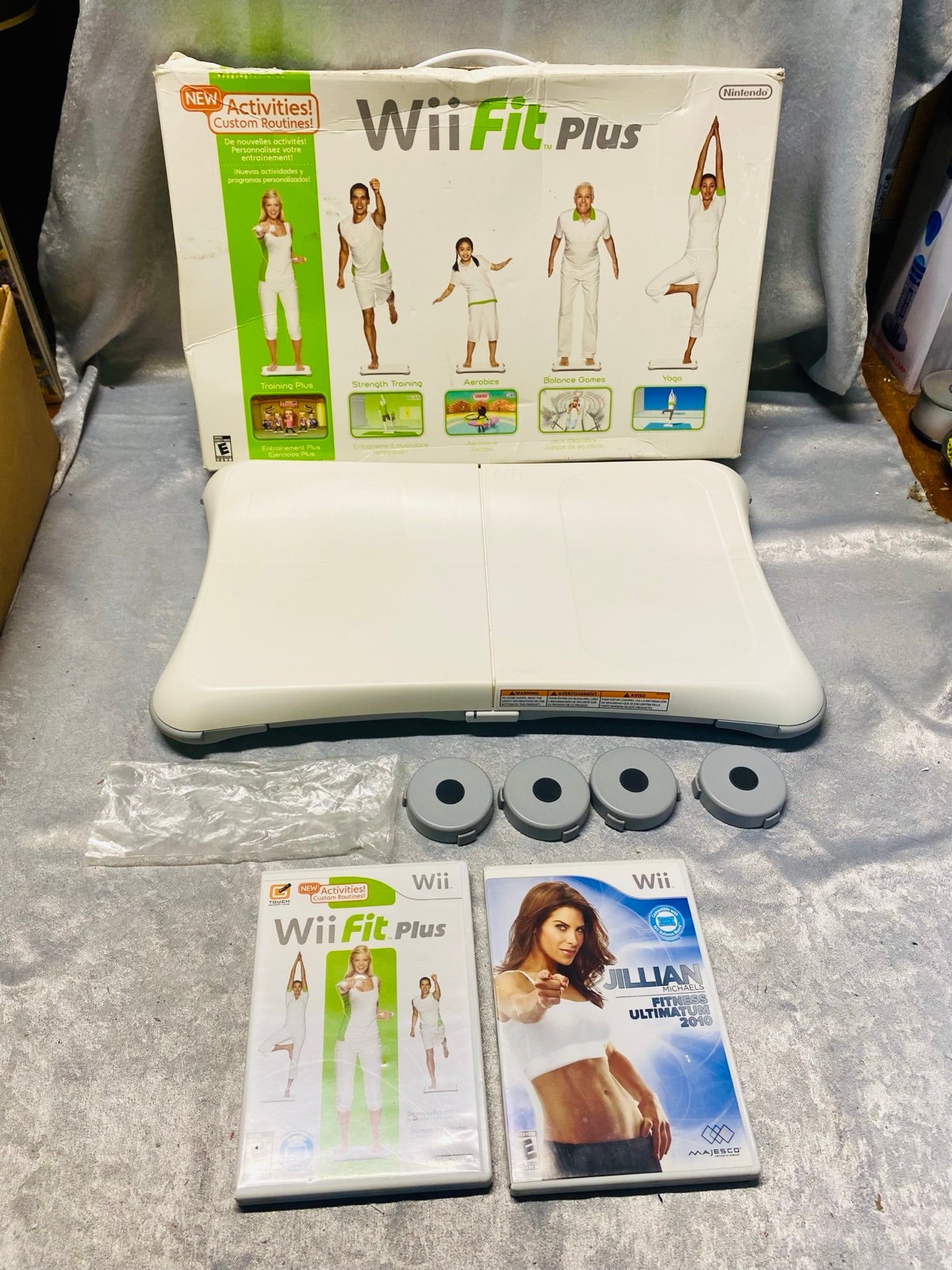Nintendo Wii Balance Board WII FIT PLUS Jillian Fitness Ulitmatum 2 Games WORKS