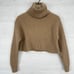 Aritzia Babaton Guell Merino Wool Turtleneck Sweater Size S Camel Tan Cropped