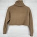 Aritzia Babaton Guell Merino Wool Turtleneck Sweater Size S Camel Tan Cropped