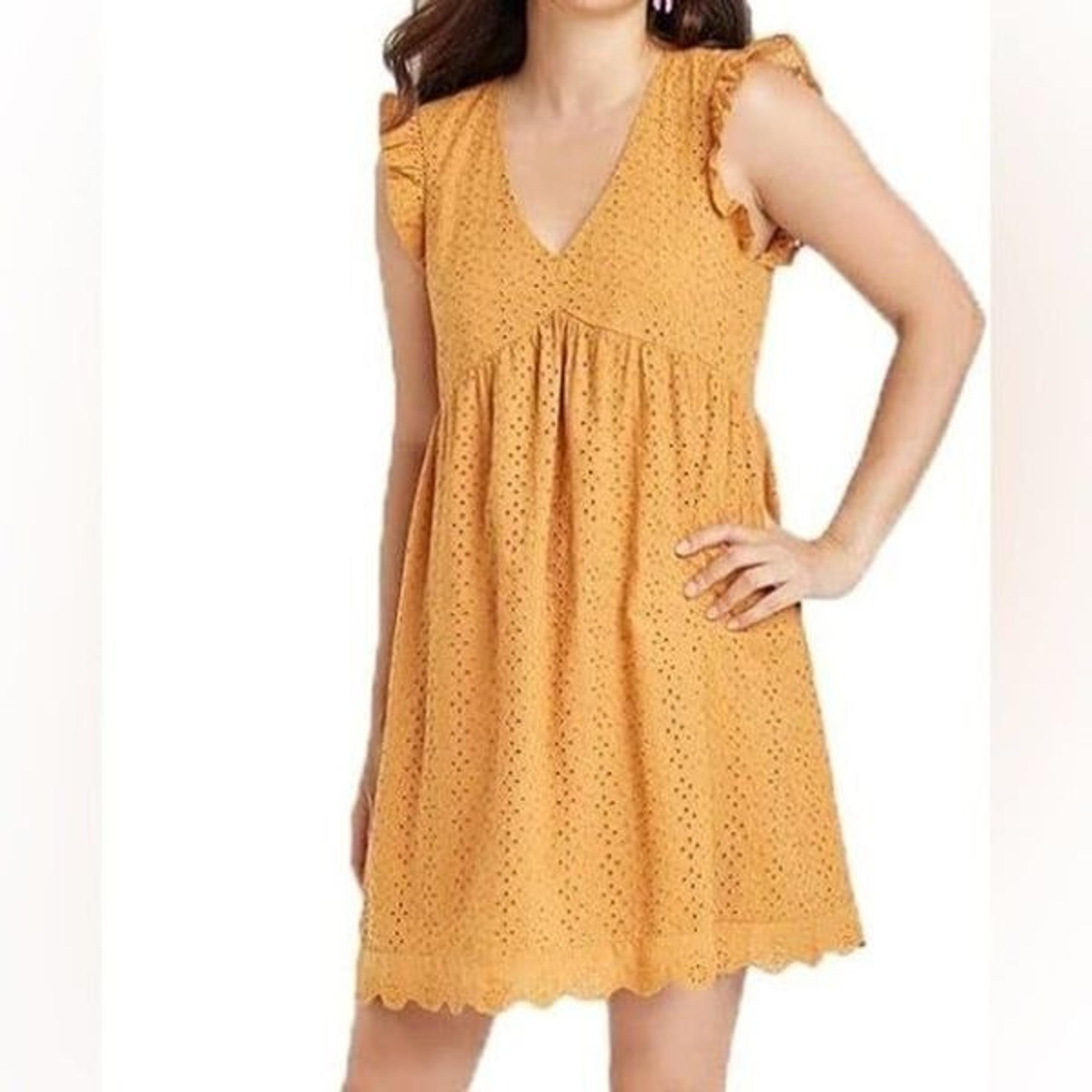 KNOX ROSE Yellow Eyelet Mini Dress Size Small