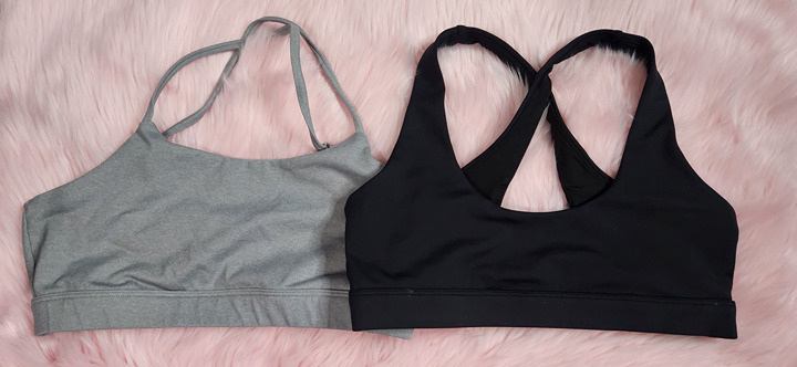 Feed Me Fight Me Womens Small 2 LOT Gray Black Sports bra