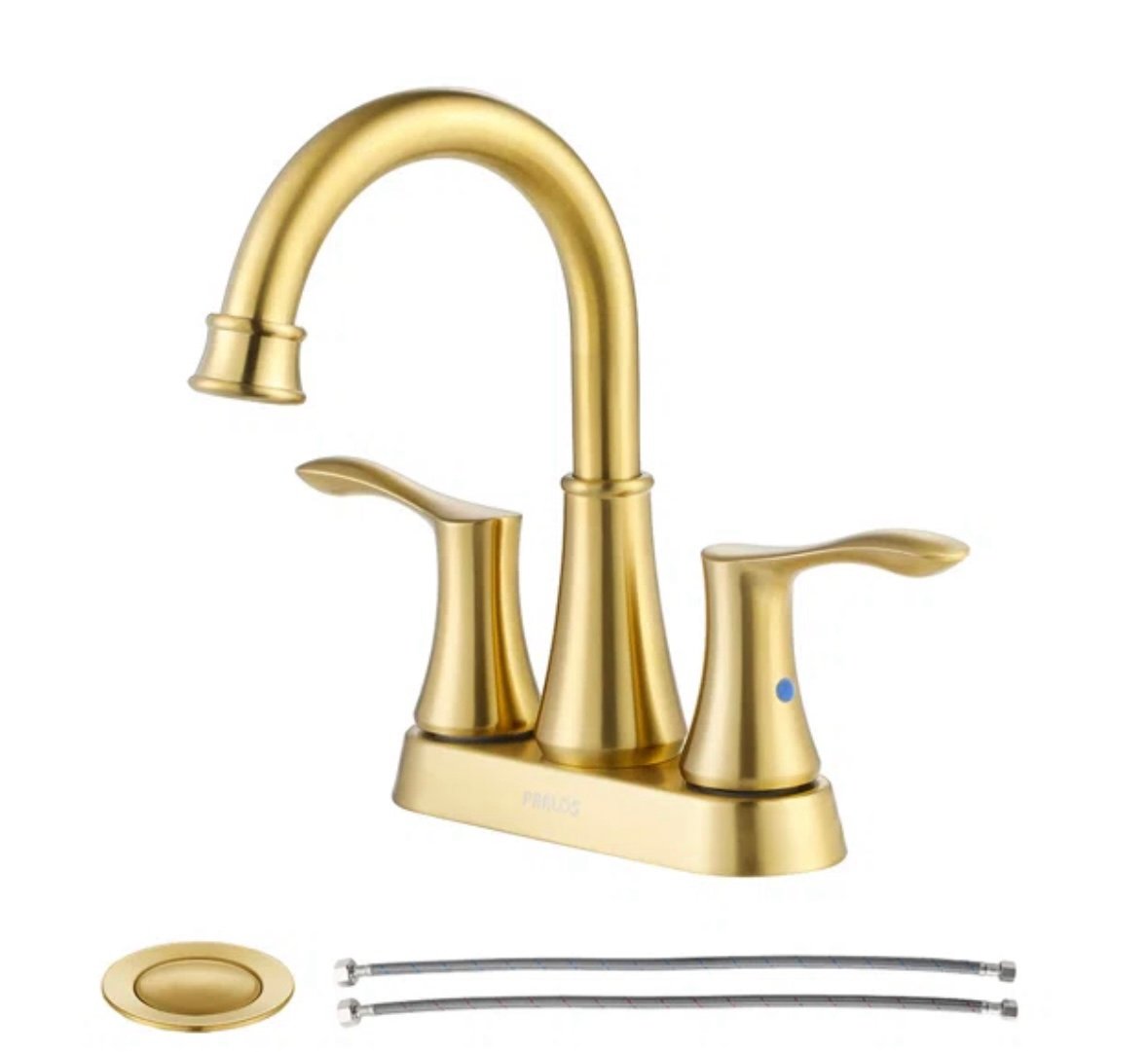 Paris Home centered two handle bathroom faucet and drain assembly